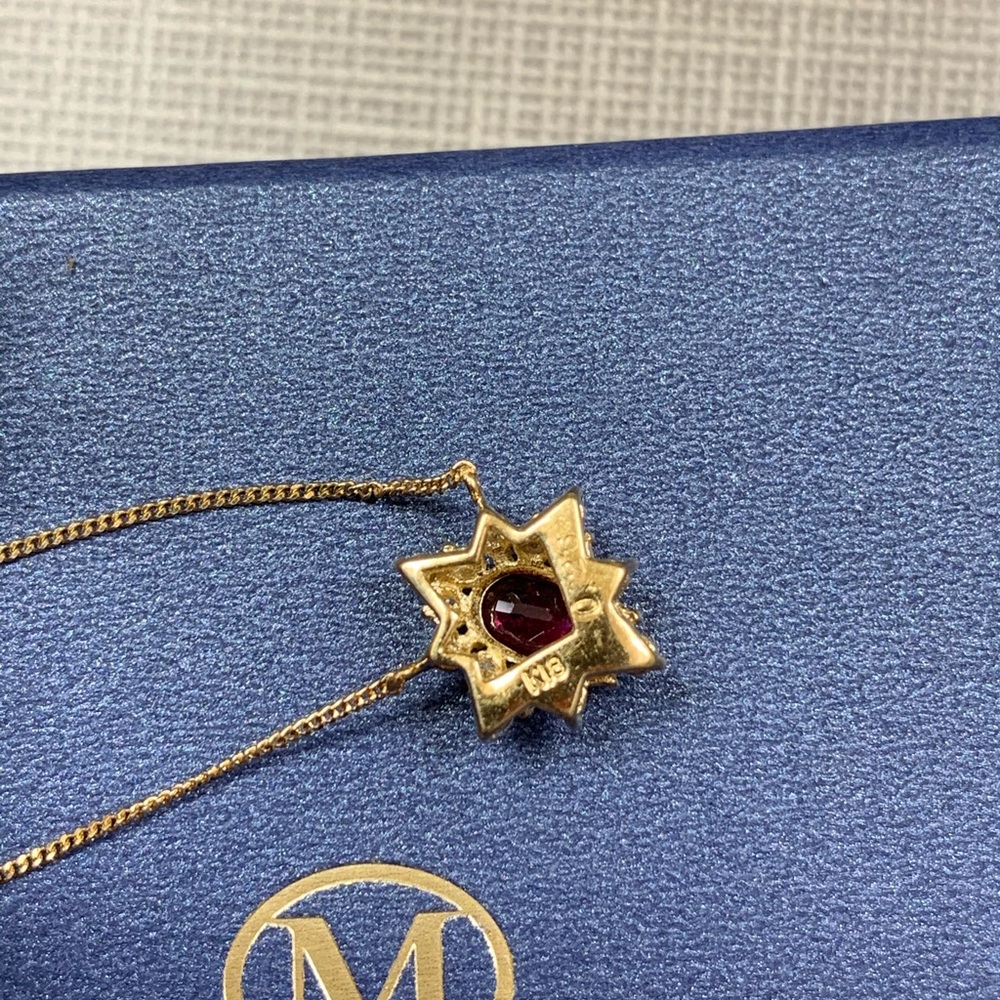 Solid 18k Yellow Gold Ruby And Diamond Necklace - image 4